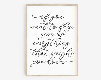 If You Want To Fly Quote | Buddha Quote Poster | Motivational Art Print | Inspirational Art Poster | Buddha Wisdom Printable | Buddha Prints