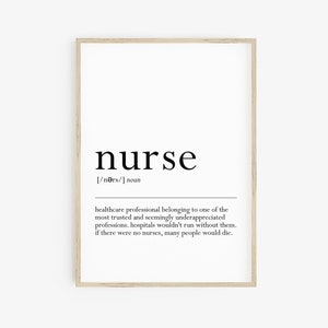 Nurse Definition Art Printable | Nurse Definition Poster | Nurse Gift | DIGITAL Art Print | Simple Art | Living Room Art | Gift For Nurse