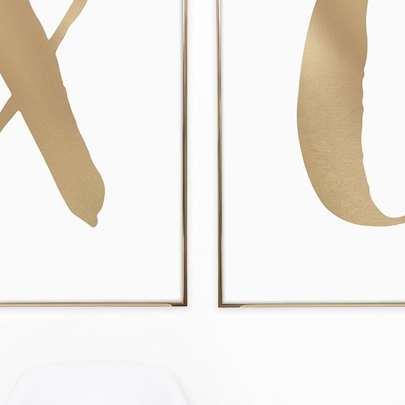 XO Wall Print XO Gold Modern Wall Art Prints Set of 2 Etsy