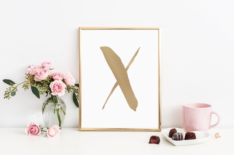 XO Wall Print XO Gold Modern Wall Art Prints Set of 2 Etsy