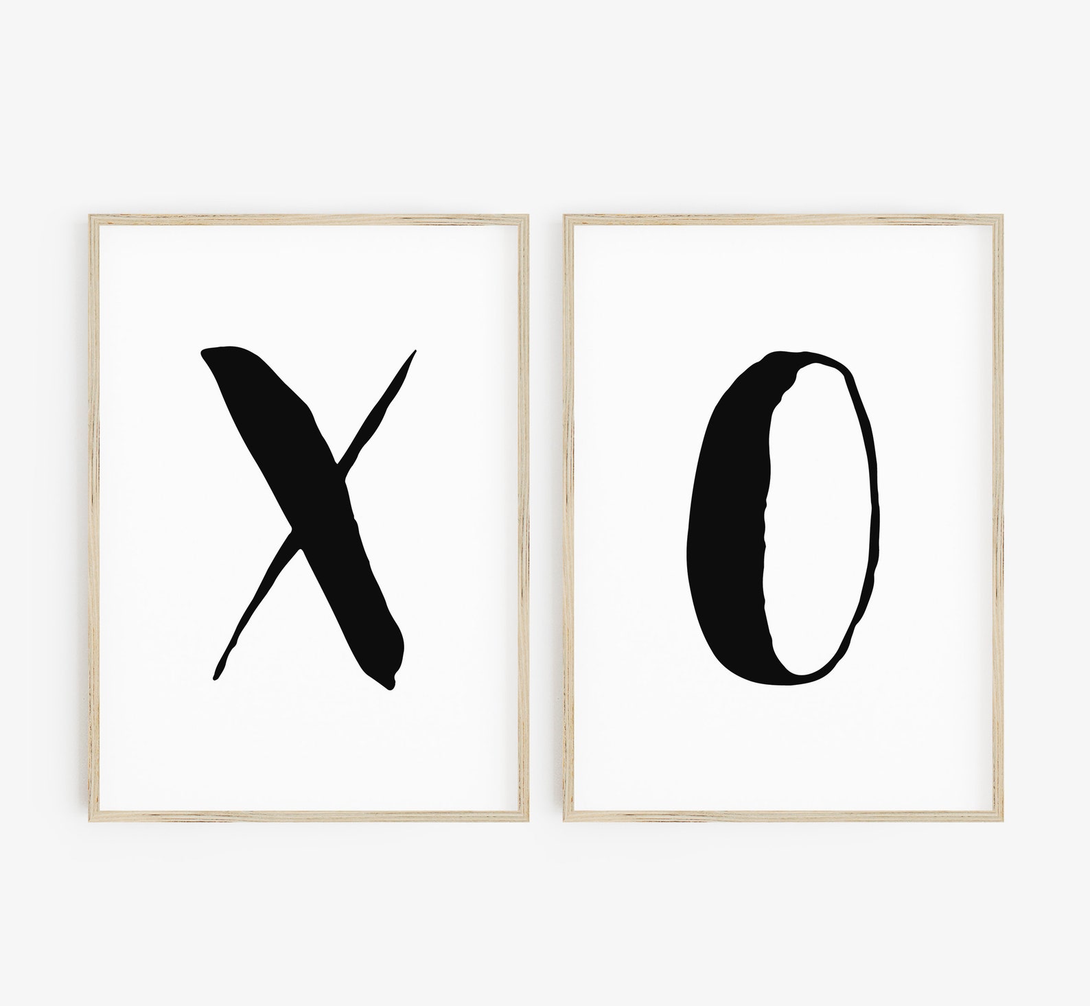 XO Wall Print, XO, Modern Wall Art Prints, Set of 2, Printable Hugs and Kisses, XO Printable