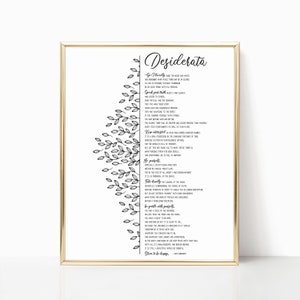 Desiderata Printable, Max Ehrmann gedicht, Desiderata Poster, Desiderata Wall Art, Housewarming Gift, Instant Download, Gedicht Art Print