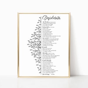 Desiderata Printable, Max Ehrmann Poem, Desiderata Poster, Desiderata Wall Art, Housewarming Gift, Instant Download, Poem Art Print