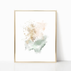 Pink Blush and Gold Abstract Printable, Watercolor Print Poster, Pastel Abstract Watercolor, Bedroom Wall Art, Blush Pink Abstract