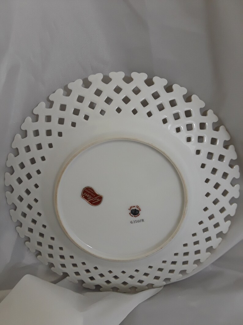 Lefton Milk Glass Hand Painted Plates 8 inch 6350 FR