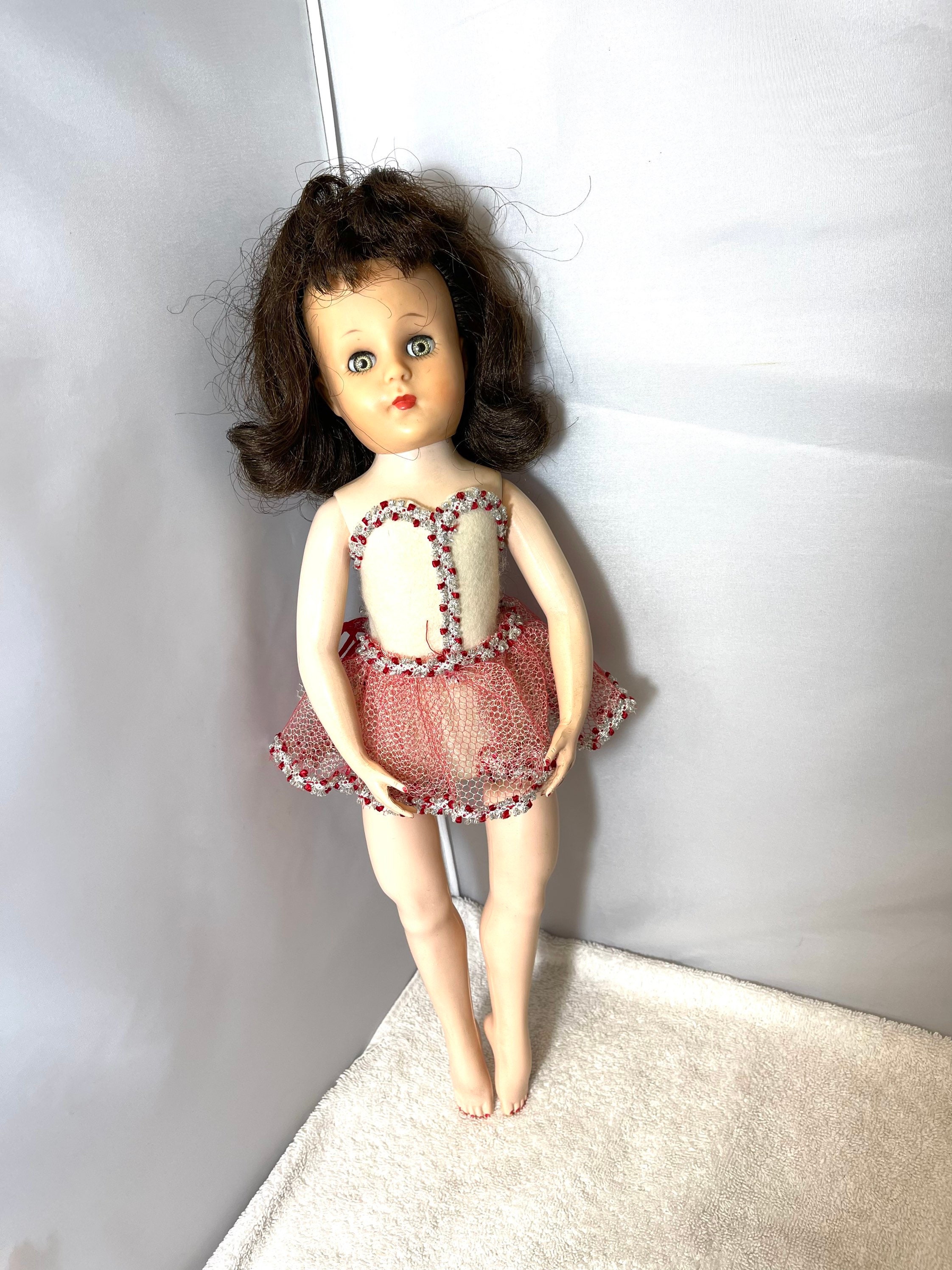 This is a 1950s era 35 inch tall companion type doll made by Allied  Eastern. She is in wonderful condition with her original dres…