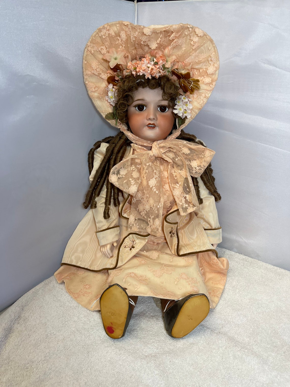 Tête De Poupée Jumeau Unis France 301 - Ancienne 63 Cm - Porcelaine Bisque