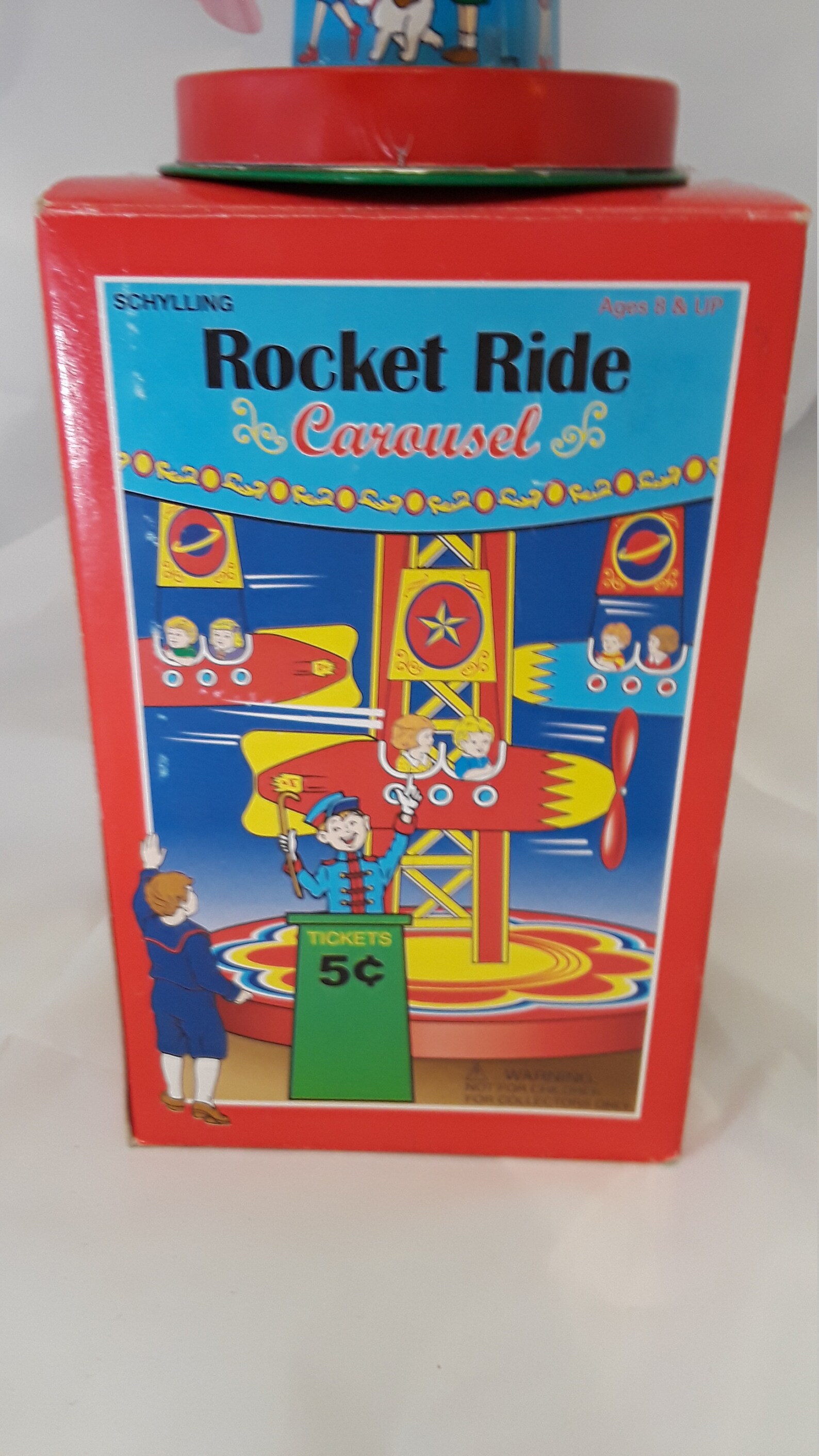 Rocket Ride Carousel Tin Toy Schylling 2000 7 Tall Etsy