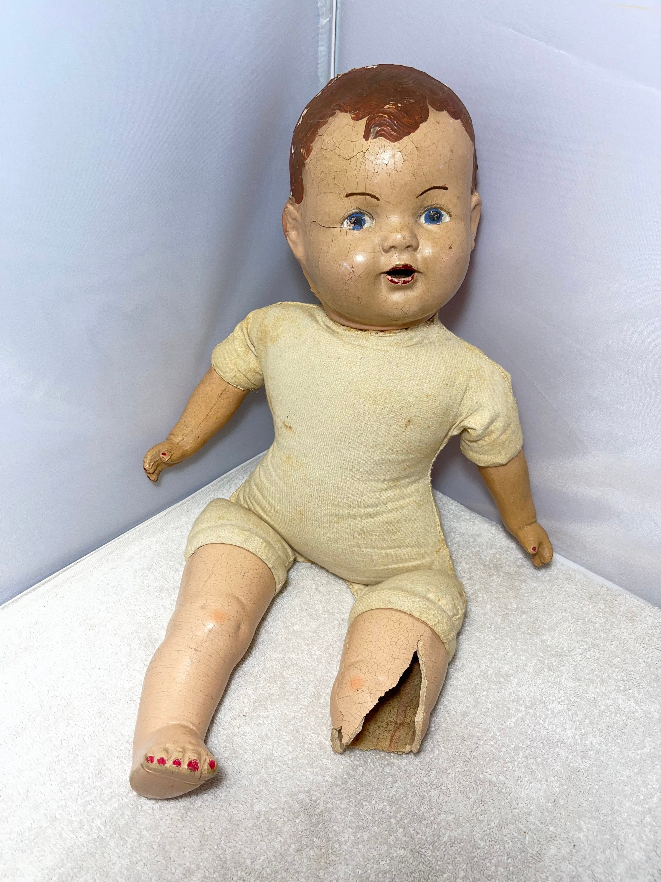 Vintage Composition Doll Unmarked 22 Tall Etsy