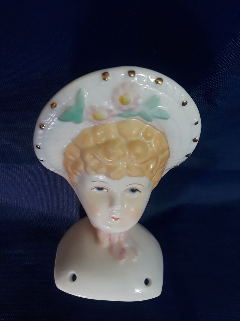 Vintage China doll head shoulder plate with bonnet japan | Etsy