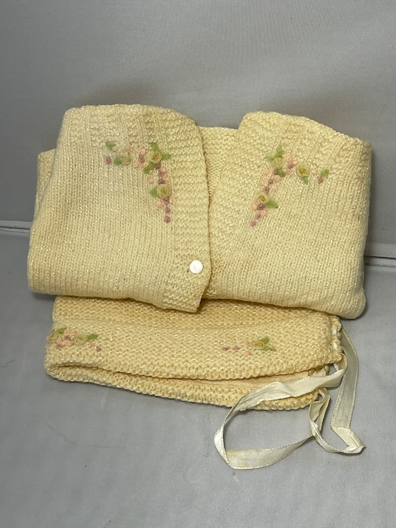 Vintage Crochet Baby Sweater And Hat