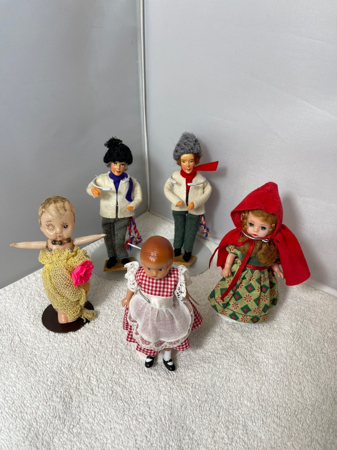 Vintage Dollhouse Dolls Set of 5 Dolls Etsy