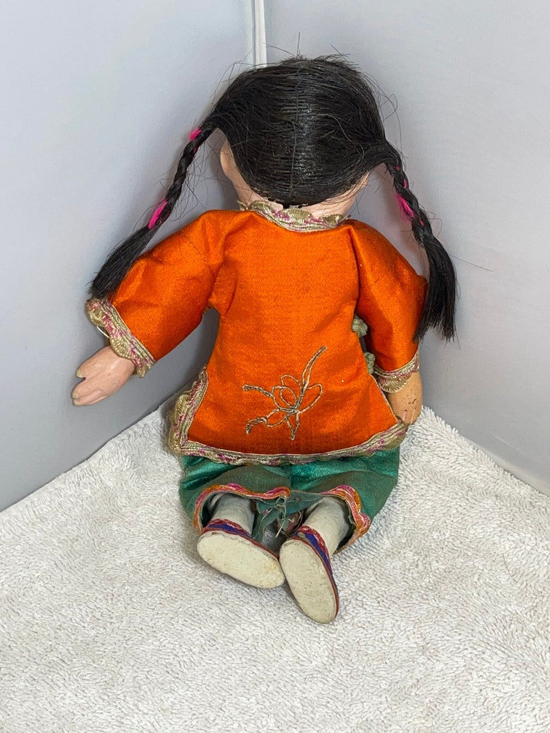 Vintage Chinese Doll 9.5 Tall Unmarked image 8