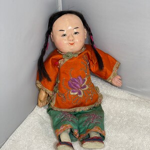 Vintage Chinese Doll 9.5 Tall Unmarked image 4