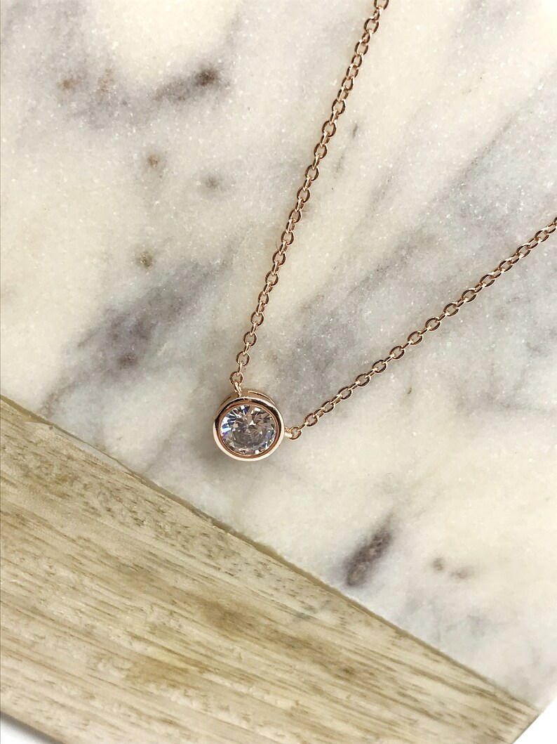 anniversary gift jewelry dainty rosegold necklace with cubic jewelry gift for mom silver necklace with small cubic