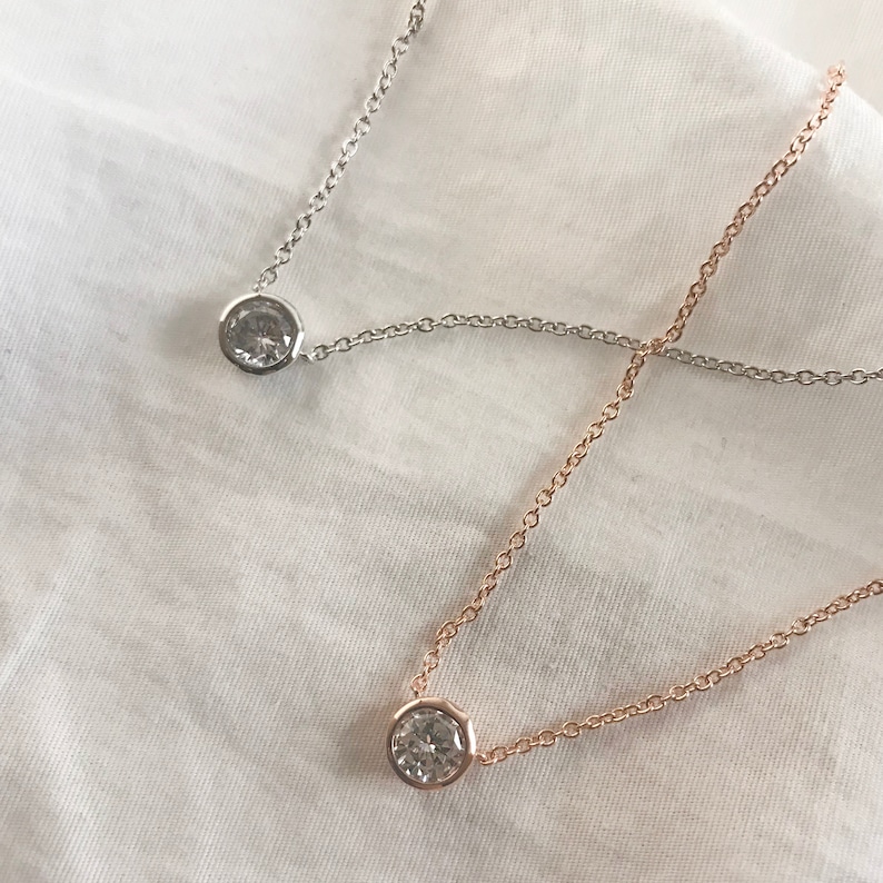 anniversary gift jewelry dainty rosegold necklace with cubic jewelry gift for mom silver necklace with small cubic