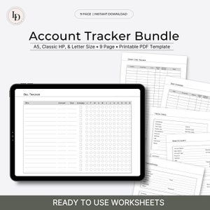 Account Tracker Bundle, Haushaltsplaner Einlage | Druckbare PDF-Vorlage | Sofortiger digitaler Download