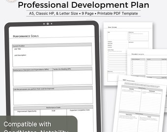Professional Development Plan | Personal Growth Worksheets | Digital Planner Inserts (Printable PDF Template)
