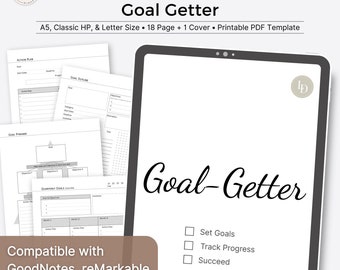 Goal Getter, Digital Planner Inserts (Printable PDF Template)