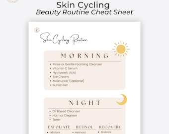 Skin Cycling Routine: Beauty Routine Cheat Sheet (Printable PDF & PNG)