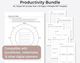 Productivity Tools Bundle, Digital Insert (Printable PDF Template)