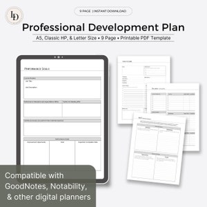 Professional Development Plan | Personal Growth Worksheets | Digital Planner Download (Printable PDF Template)