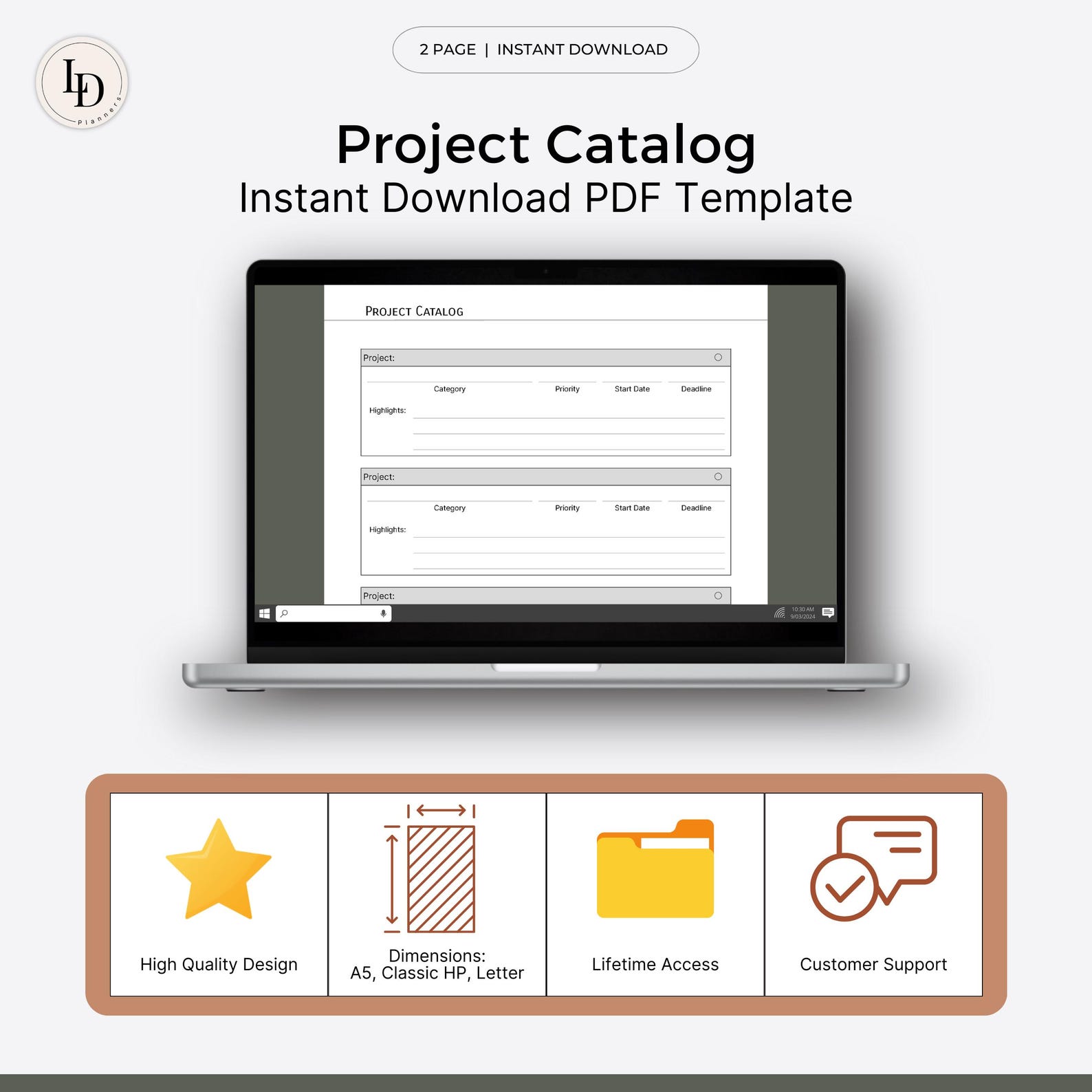 Project Catalog, Summarized Project Tracker | Digital Planner Insert ...
