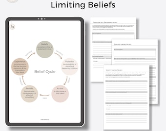 Conquering Limiting Beliefs | Personal Development & Growth Mindset Worksheet (Printable PDF Template)