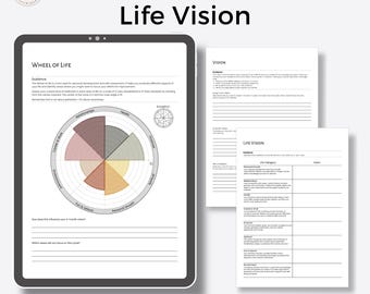 Life Vision & Wheel of Life, Self-Assessment Worksheet (Printable PDF Template)