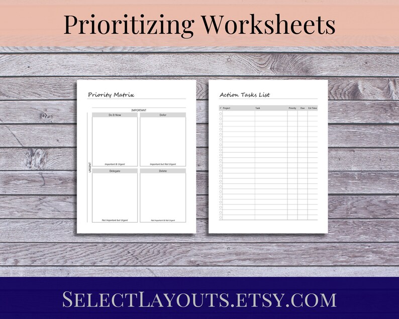 Prioritizing Worksheets Productivitiy Planner Printable PDF | Etsy