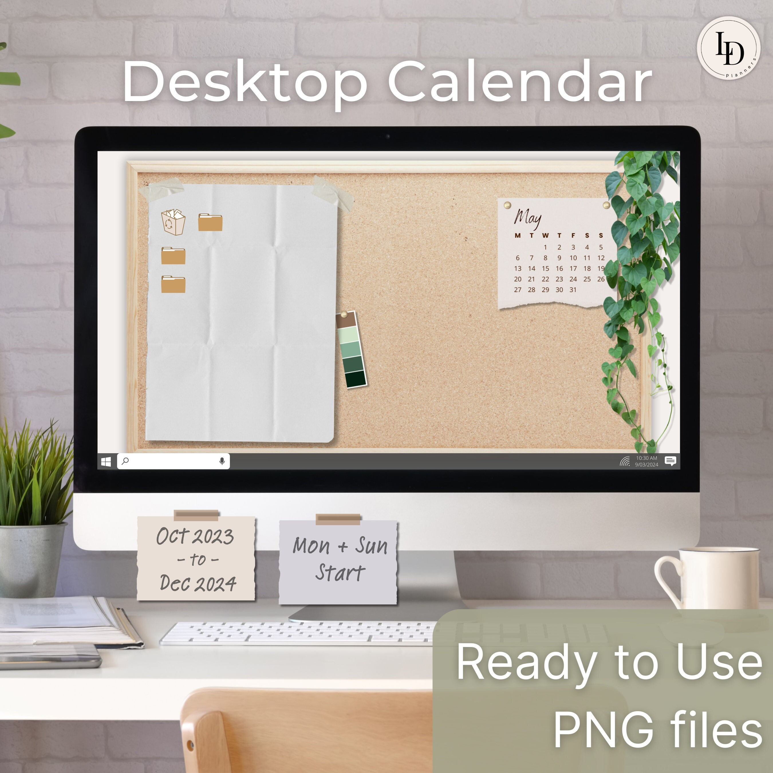 Cork Bulletin Board Desktop Organizer 20232024 Neutral Etsy