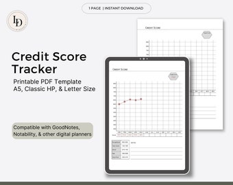 Credit Score Tracker, Financial Planner Insert | Printable PDF Template | Instant Digital Download