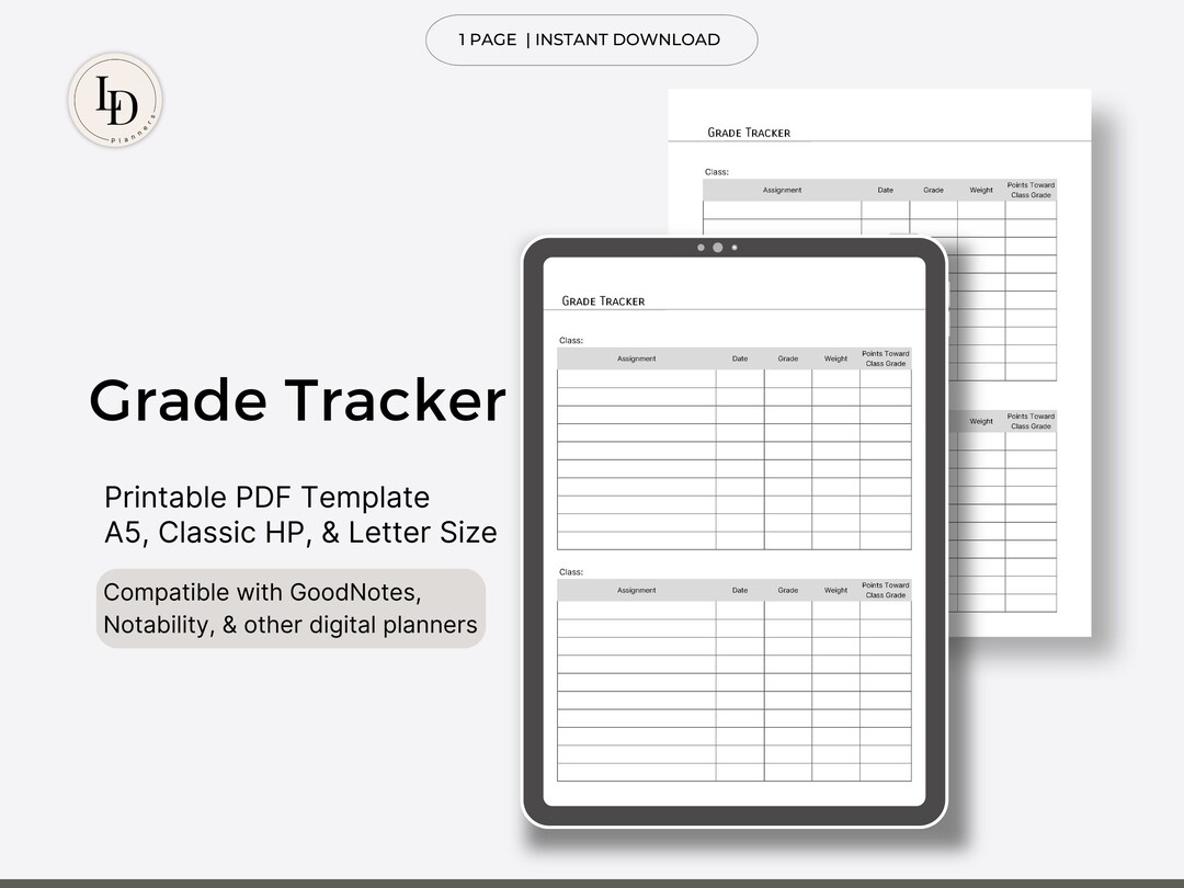 Grade Tracker | Academic Planner Inserts for Parents and School ...