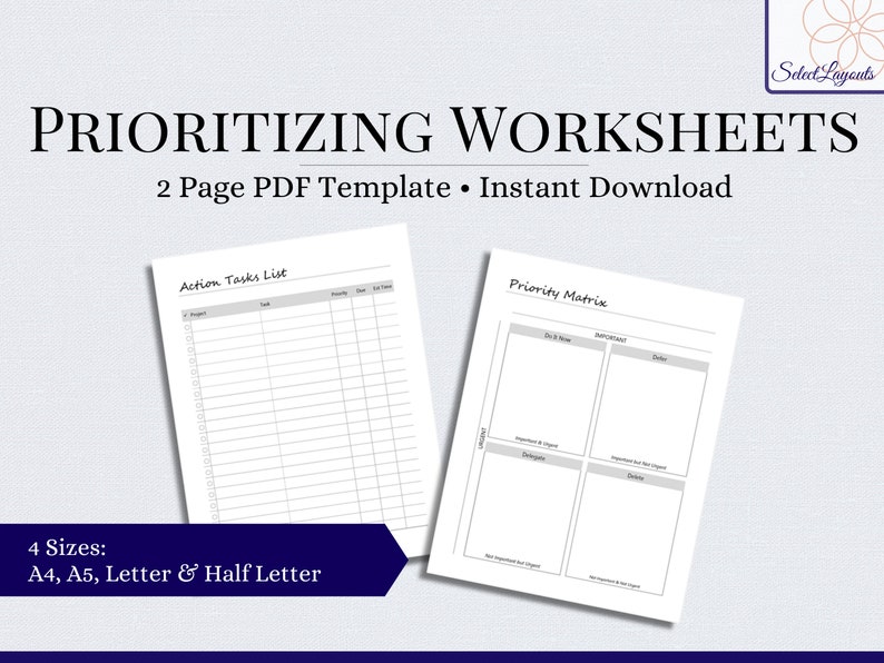 Prioritizing Worksheets Productivitiy Planner printable PDF - Etsy