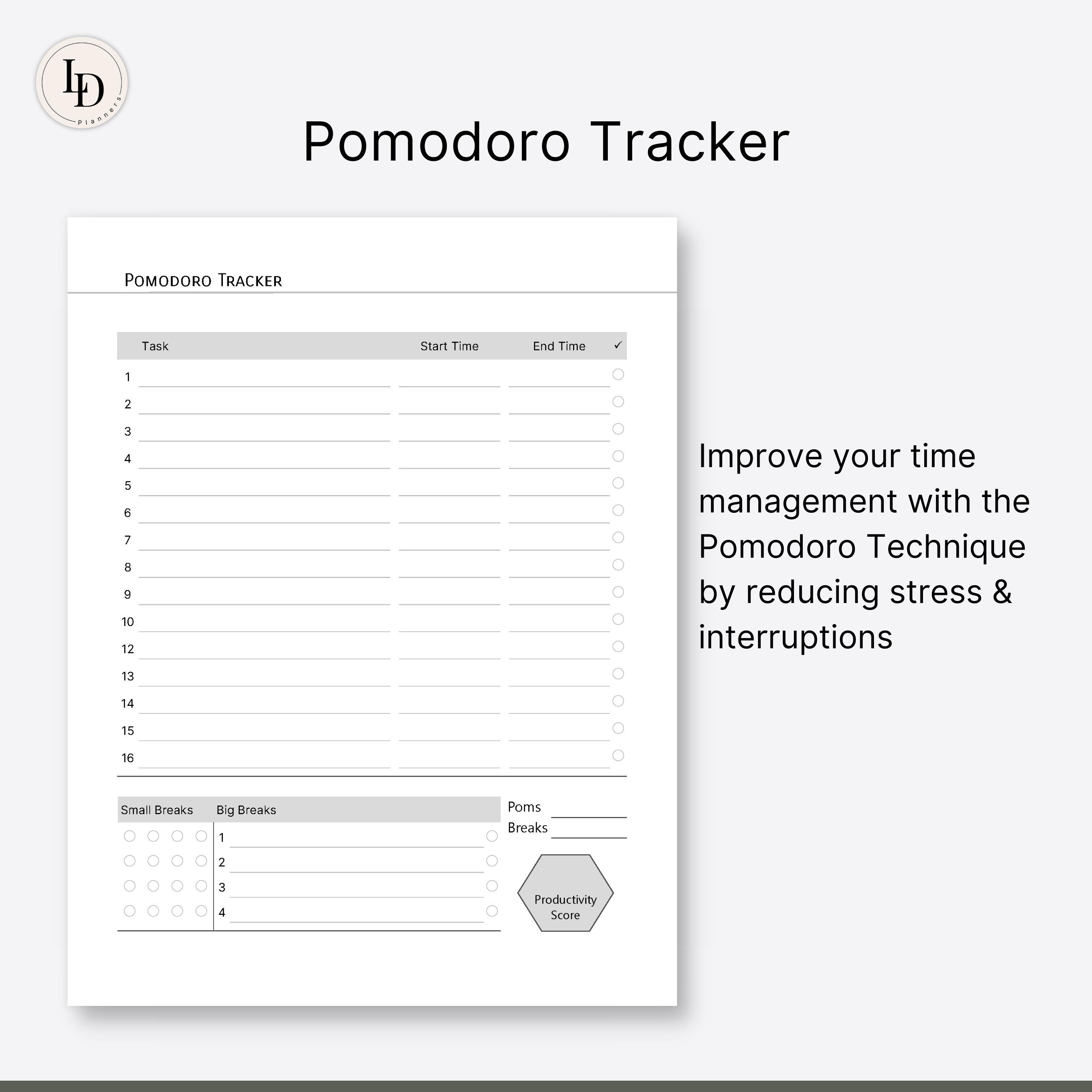 Time Management Tools, Digital Planner Inserts (printable PDF Template ...