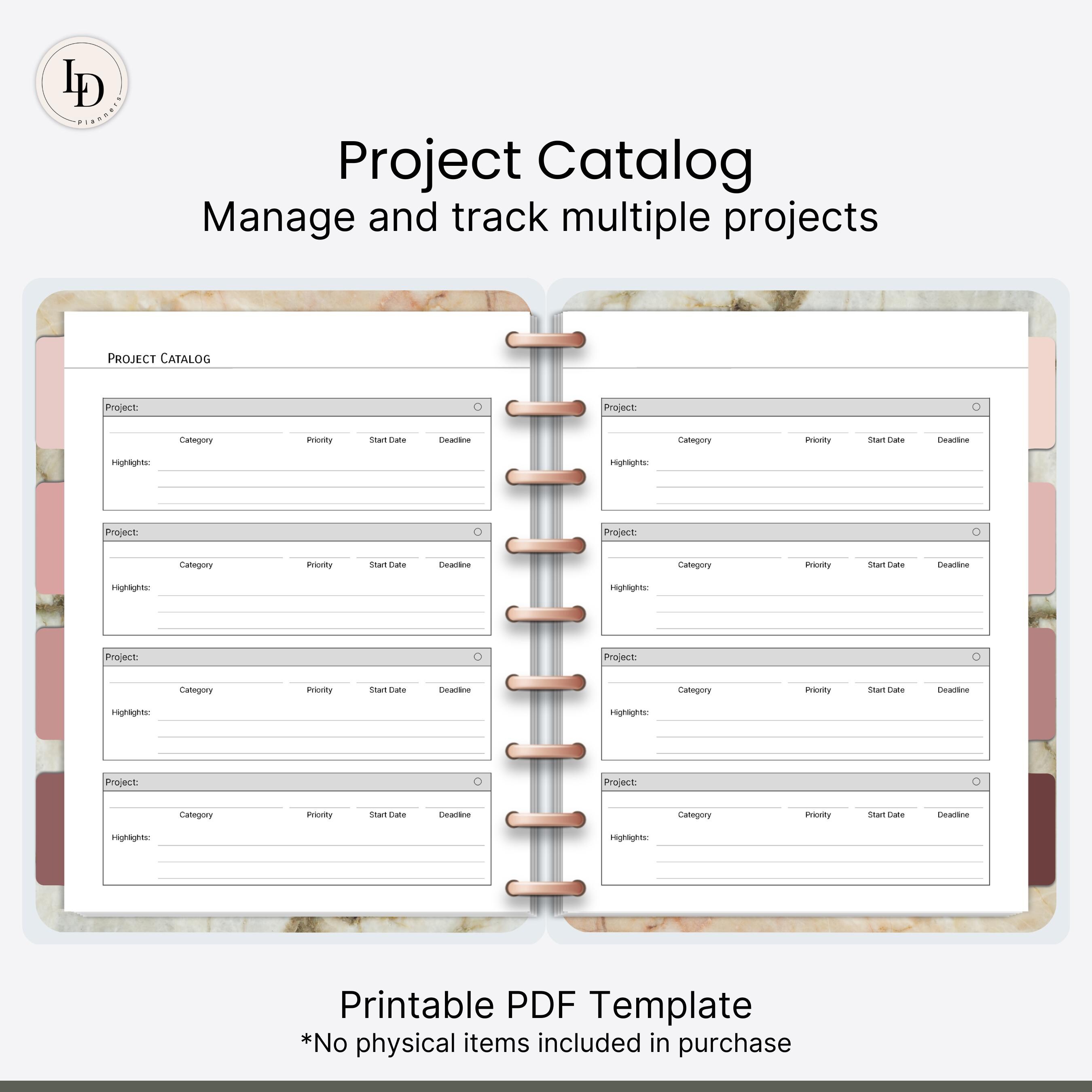 Project Management Tools, Digital Planner Inserts (printable PDF ...