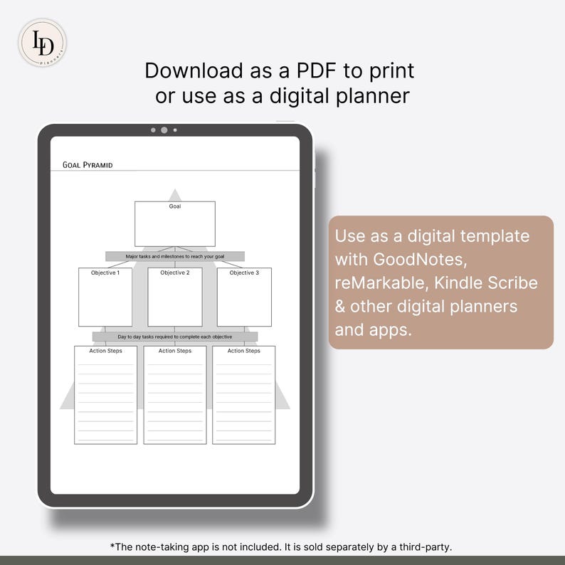 Goal Pyramid Template.pdf Goal Pyramid, Digital Planner Insert (printable PDF Template) - Etsy