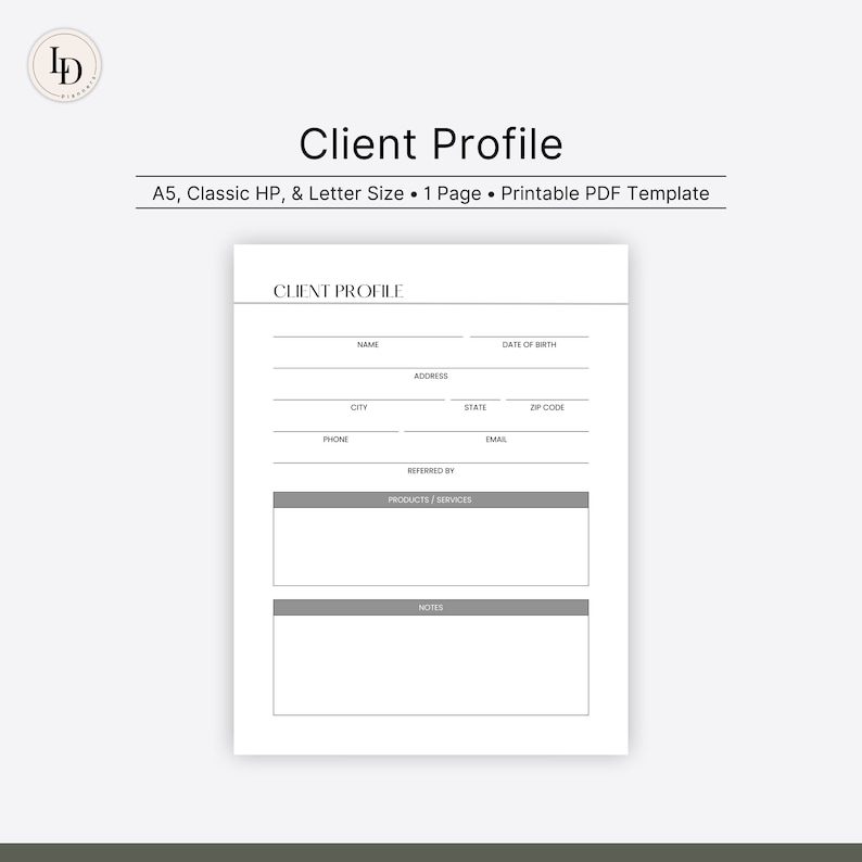 Client Profile Worksheet | Small Business CRM System | Digital Planner ...