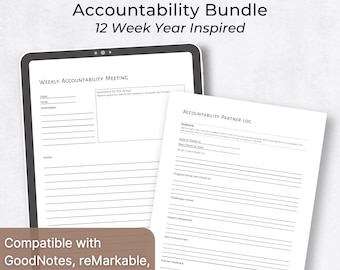 Accountability Worksheets, Inspired by the  12 Week Year | Partner Log & Meeting Notes (Printable PDF Template)