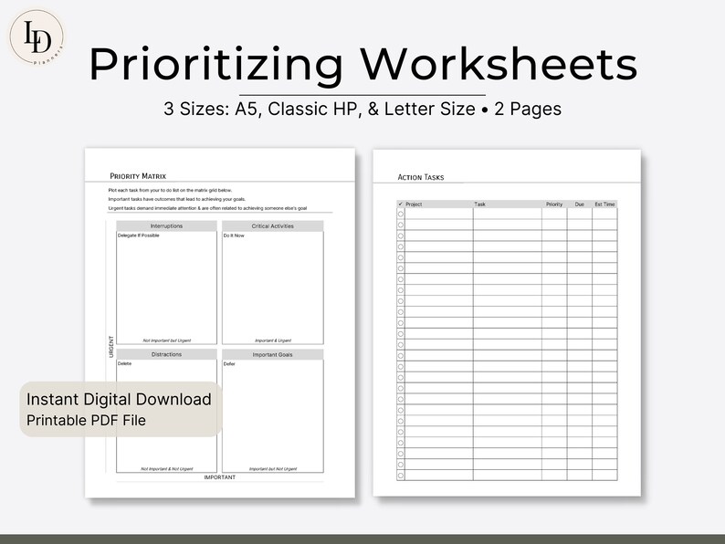 Prioritizing Worksheets Productivity Planner Inserts - Etsy