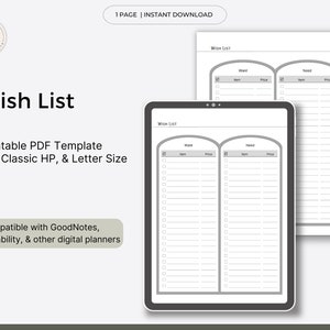 Verlanglijst, financiële planner invoegen (afdrukbare PDF-sjabloon)