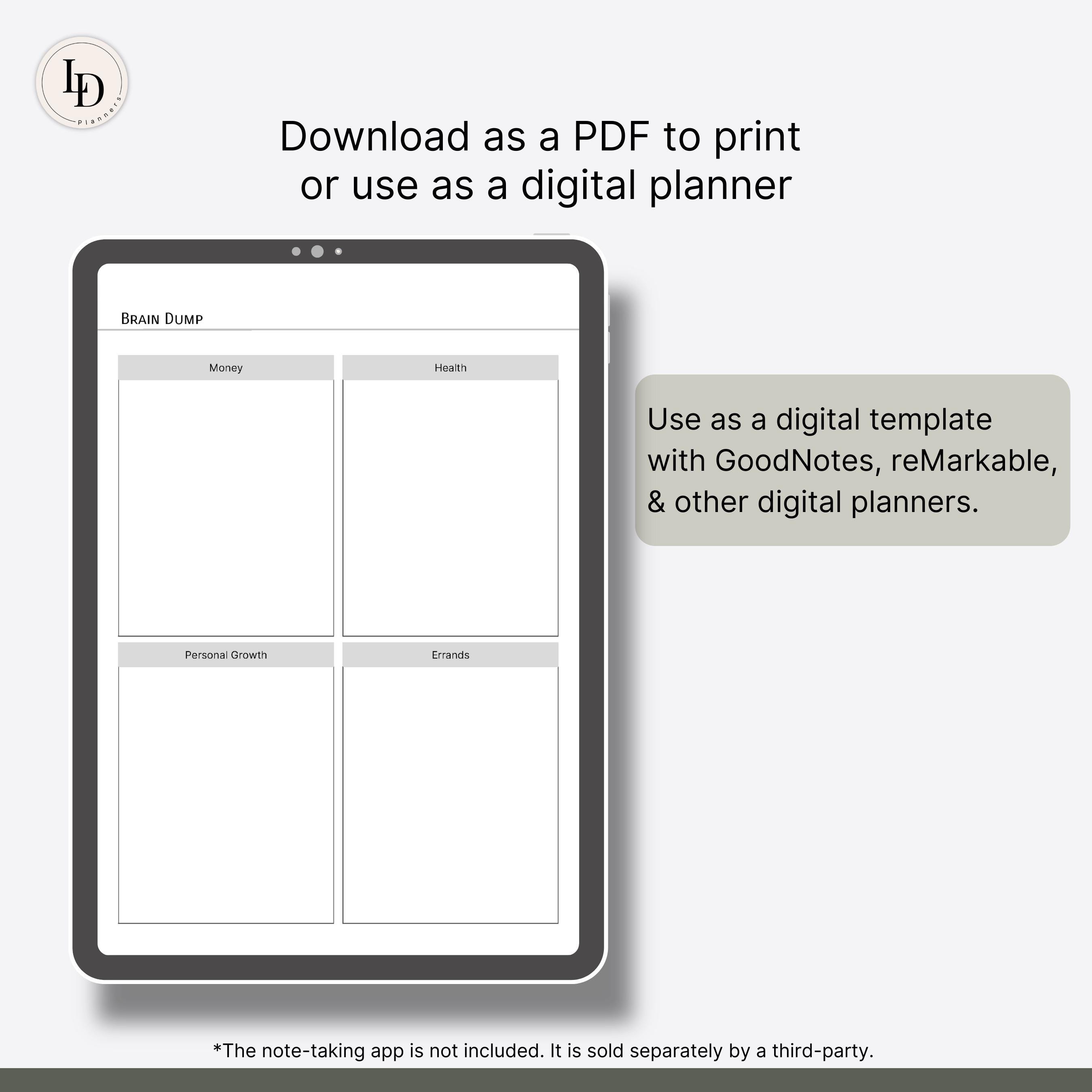 Brain Dump & Trigger List, Planner Insert (printable PDF Template) - Etsy