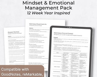 Mindset & Emotional Management Pack, Inspired by the  12 Week Year | Emotional Cycle Prep Sheets (Printable PDF Template)