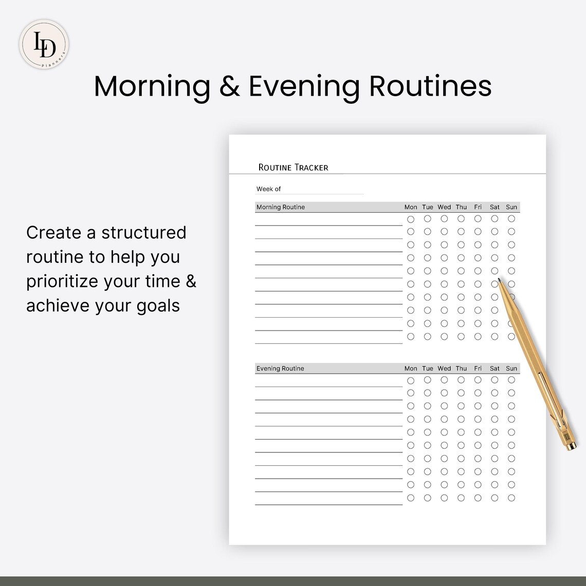 Morning & Evening Routine, Intentional Planning Insert | Minimalist ...