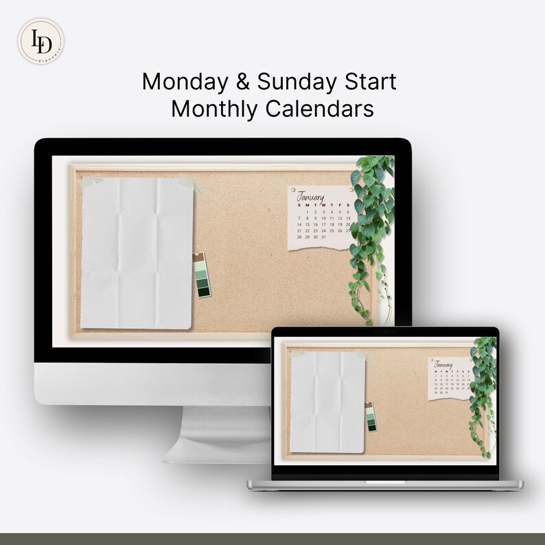 Cork Bulletin Board Desktop Organizer 20232024 Neutral Etsy