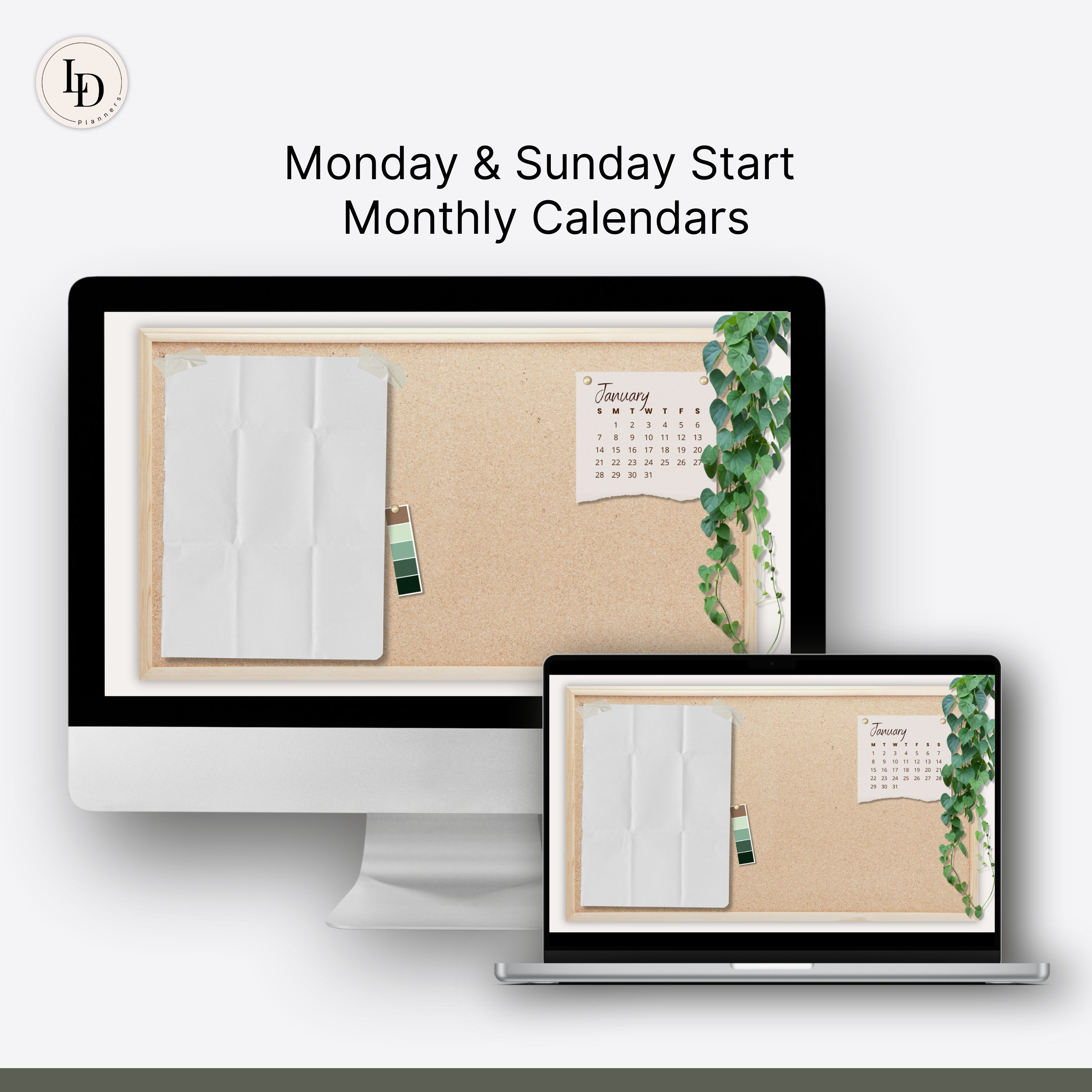 Cork Bulletin Board Desktop Organizer 20232024 Neutral Etsy