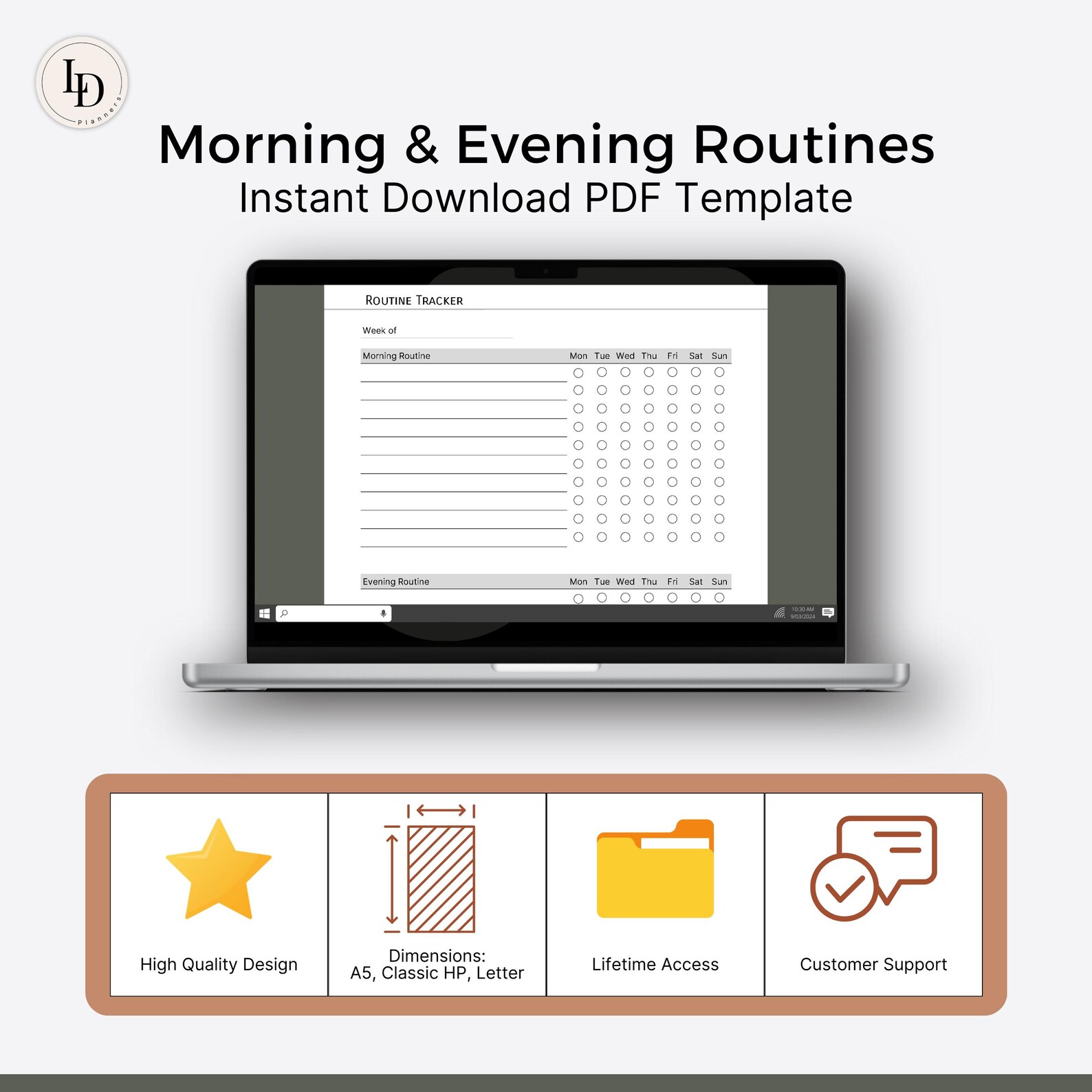Morning & Evening Routine, Intentional Planning Insert | Minimalist ...