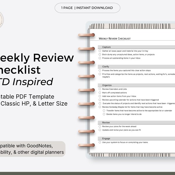 Gtd Printable Weekly Planner - Etsy