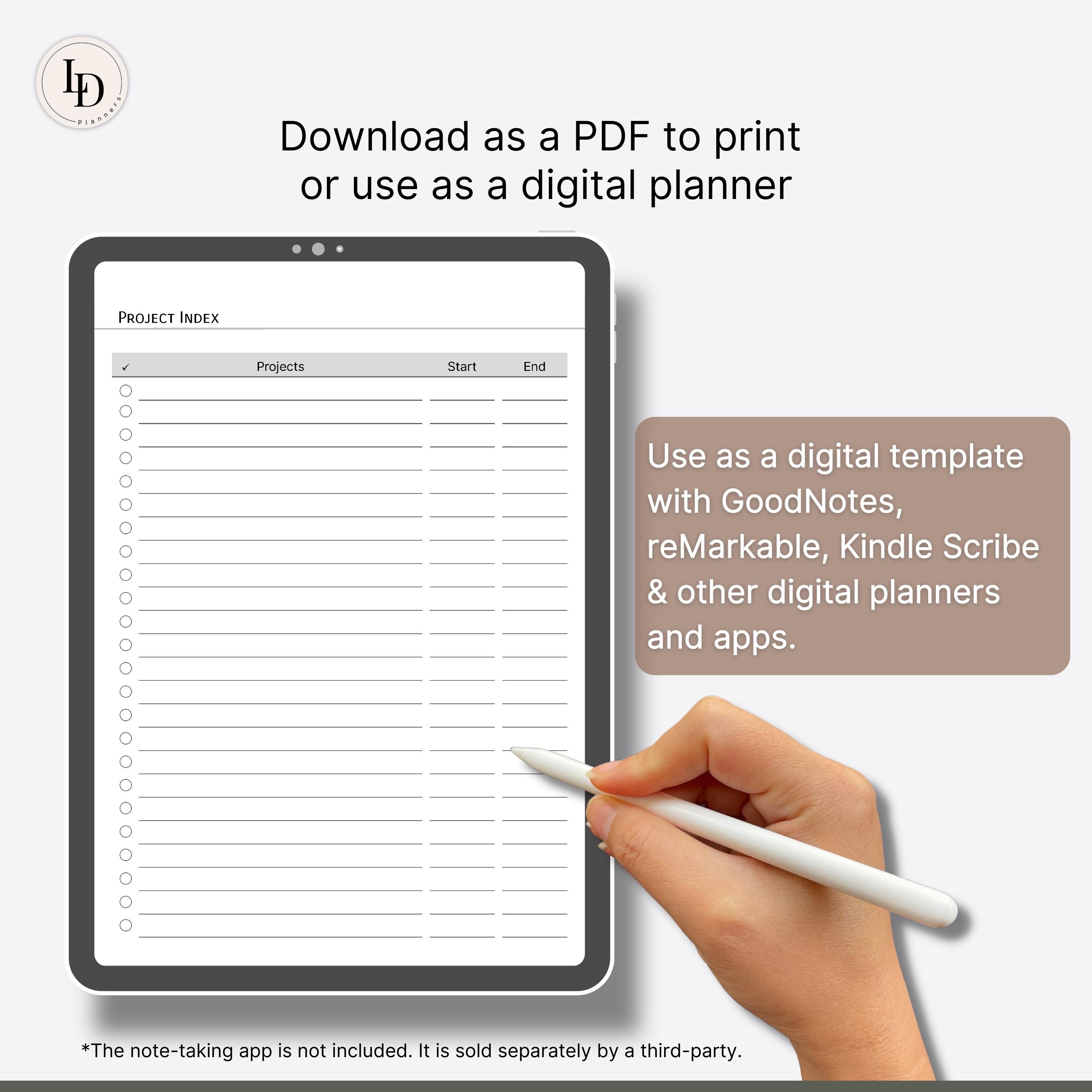 Project Index Page Plan.pdf Project Index, Project Management Planner Inserts (printable PDF ...