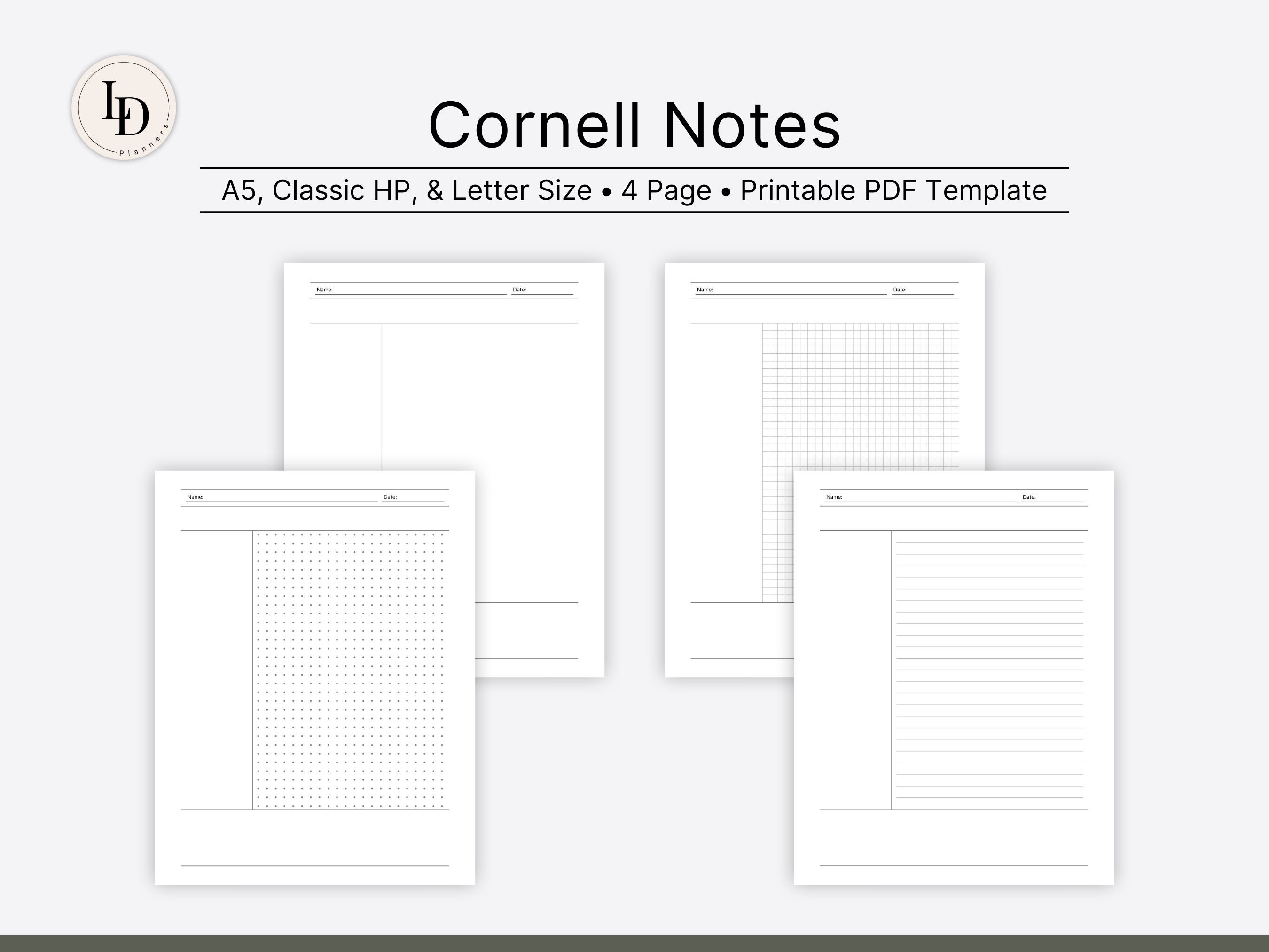 Cornell Graph Notes Cornell Notes: Dot Grid, Lined, Graph & Blank | Academic Planner ...